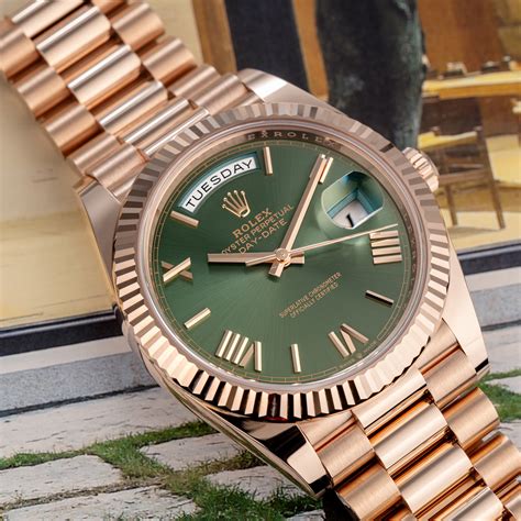 rolex day date blue dial replica|rolex olive green day date.